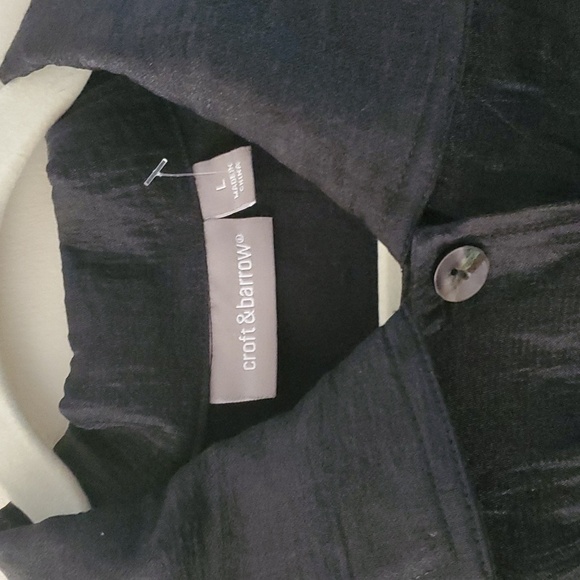 Croft & Barrow jacket womens size large BLACK button down black womens - Picture 2 of 14